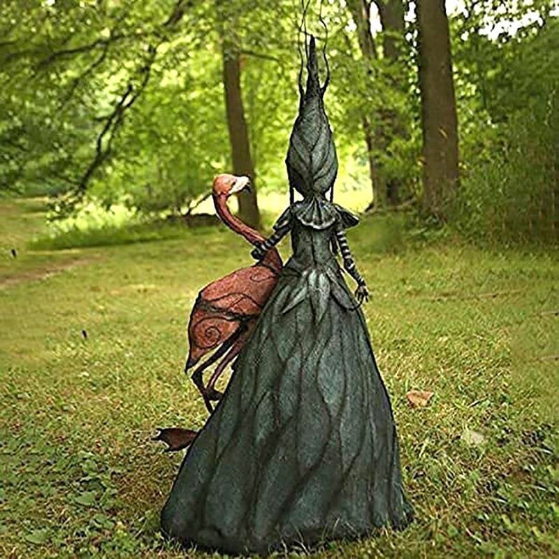 Décoration de jardin d'Halloween en résine représentant une sorcière cauchemardesque 