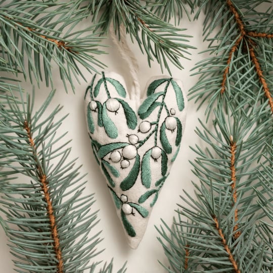 💖Kit de décoration/décoration de Noël brodée à la main en forme de cœur à faire soi-même 