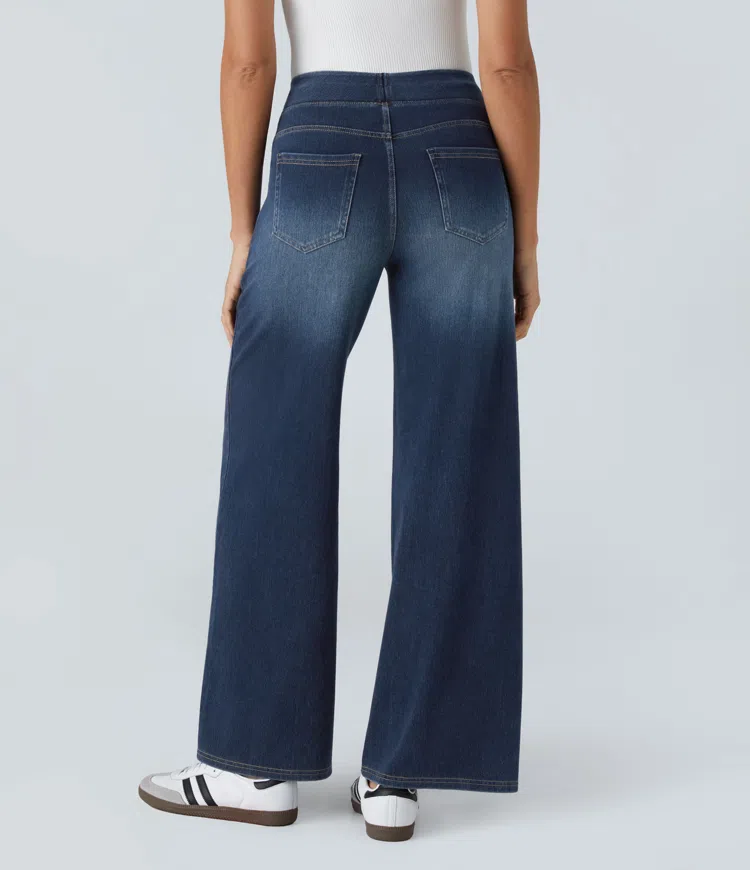 Jean large taille haute super extensible 