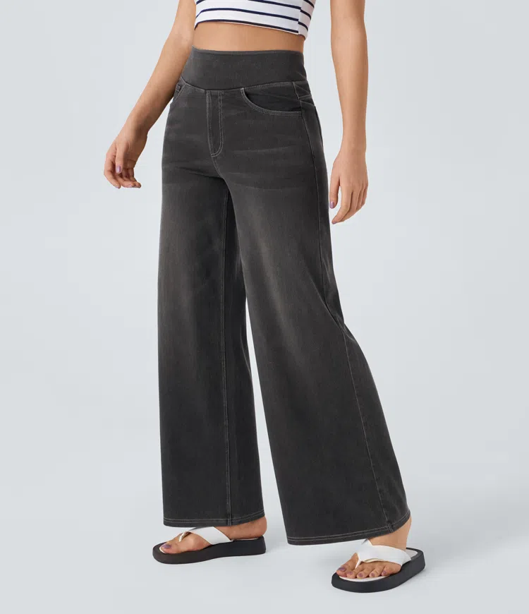 Jean large taille haute super extensible 
