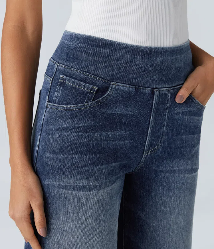 Jean large taille haute super extensible 