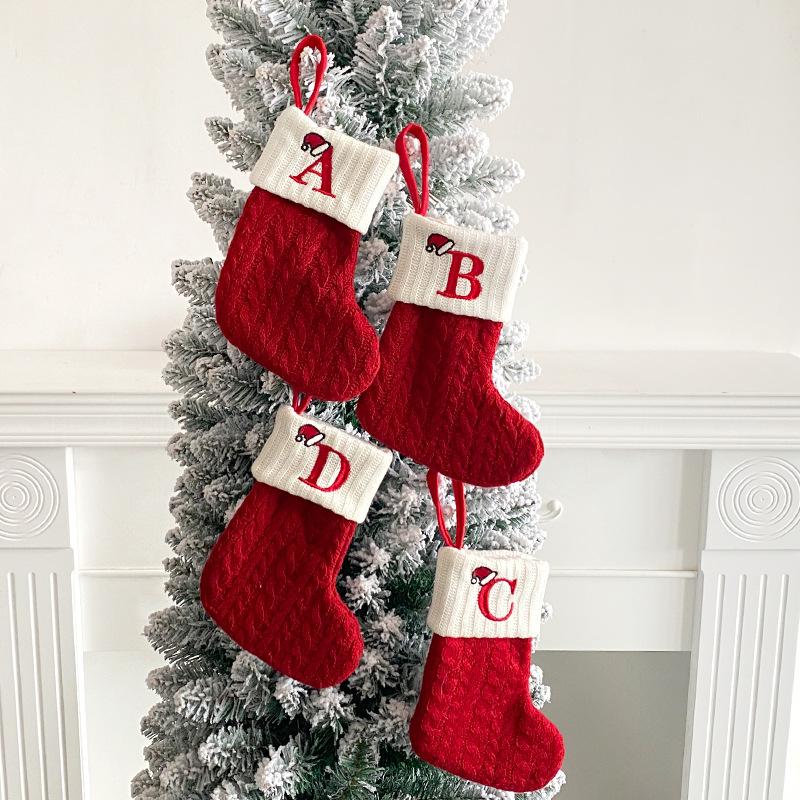 🧦Personalized letter knitted Christmas stocking fireplace ornament