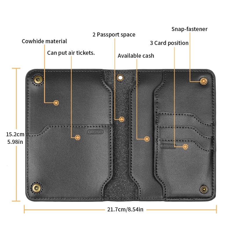 Cowhide multifunctional wallet  passport bag  travel ticket storage  passport holder