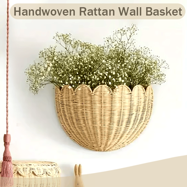 🔥Panier mural chic en rotin tissé à la main 