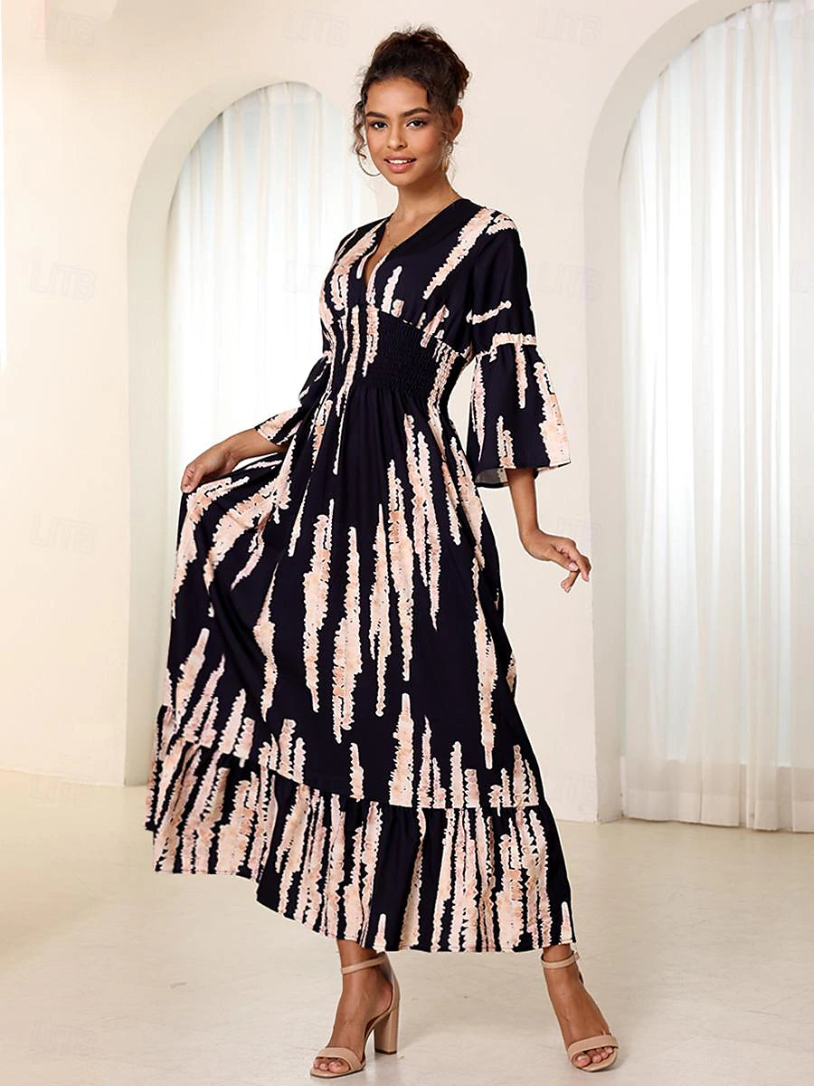 Robe à imprimé tie-dye et col en V 