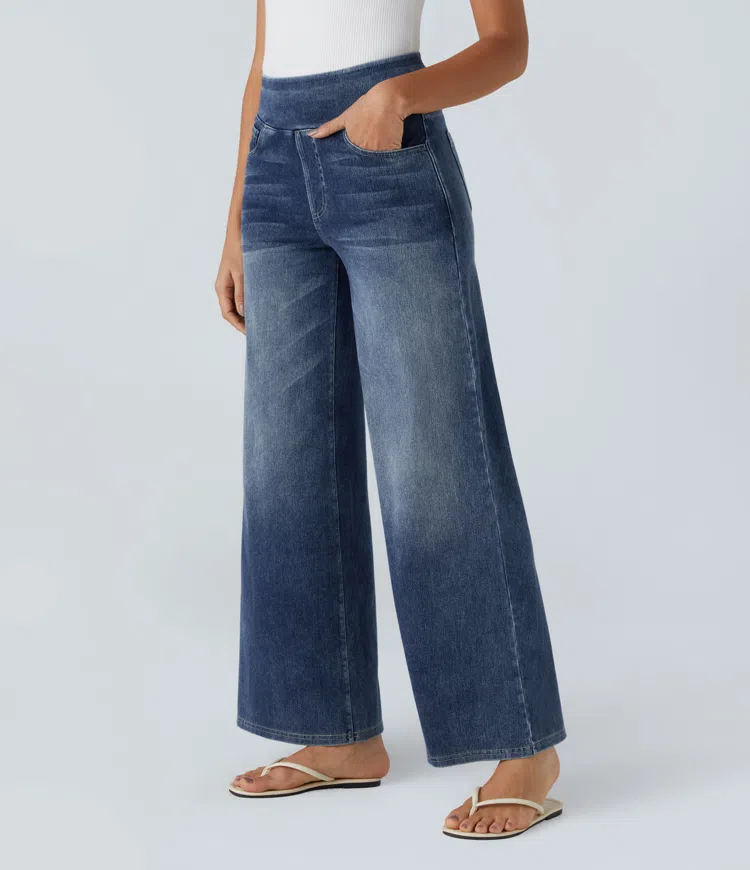 Jean large taille haute super extensible 