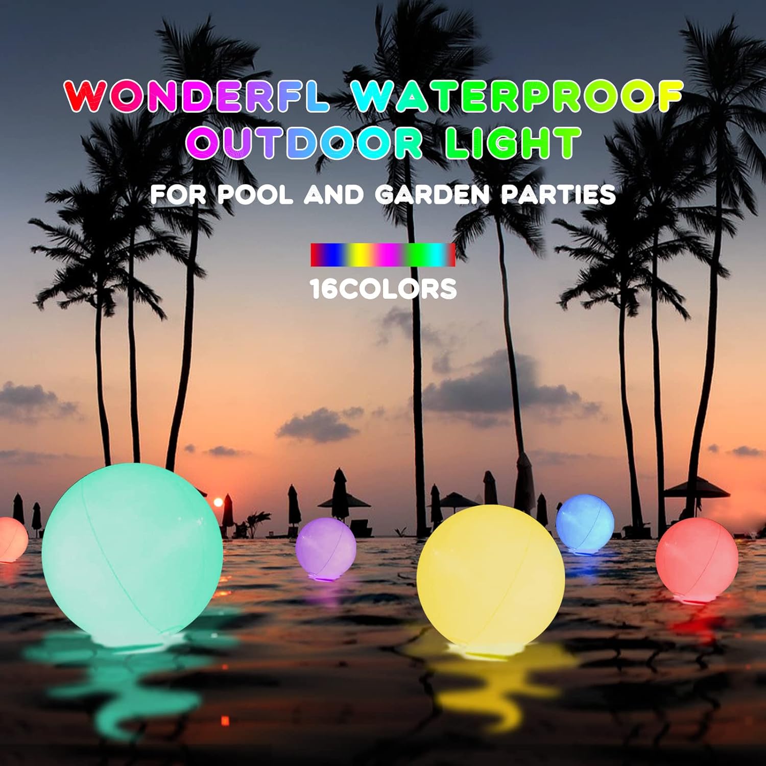 ballons de plage lumineux à LED 16 couleurs 