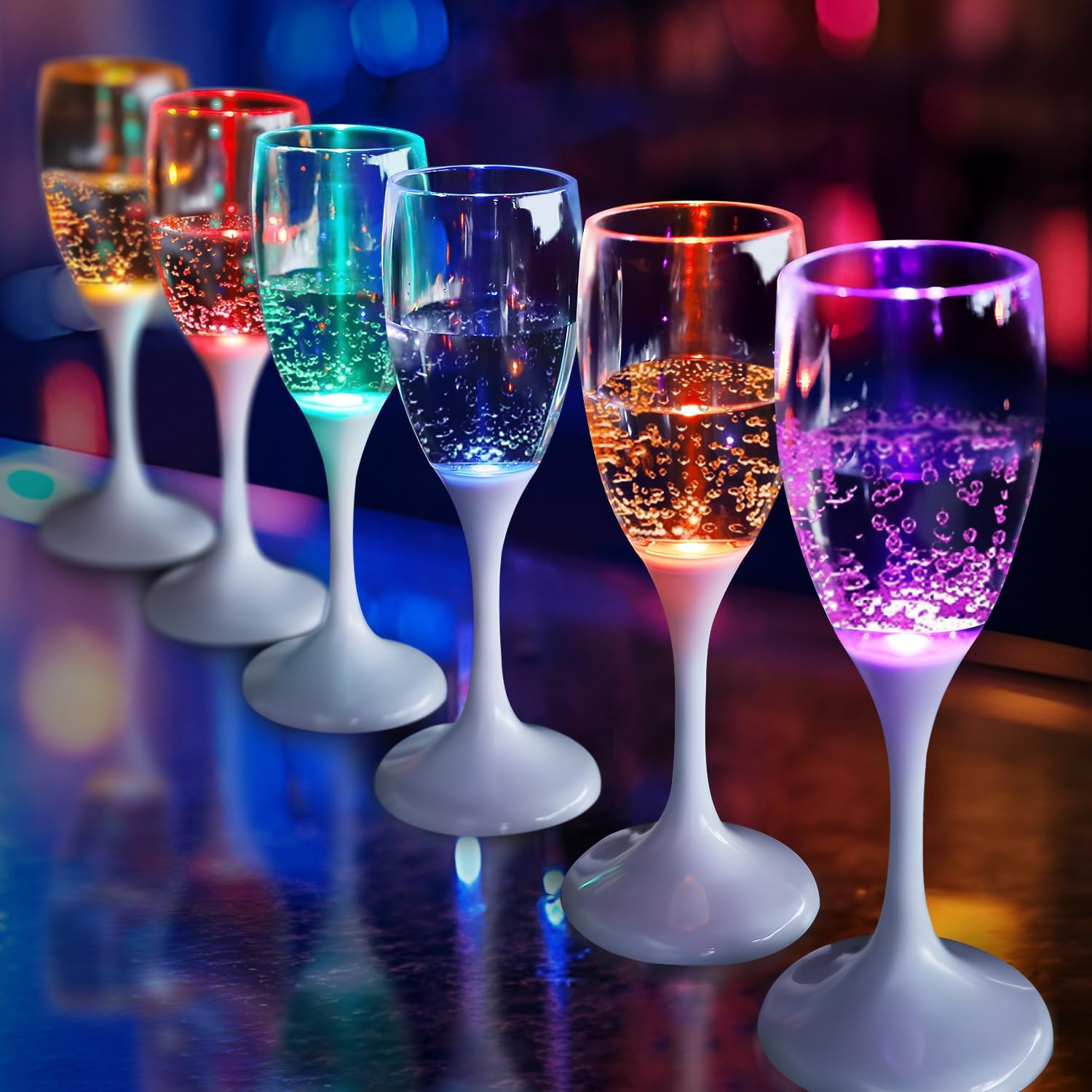 Verres à vin et à champagne lumineux à LED 