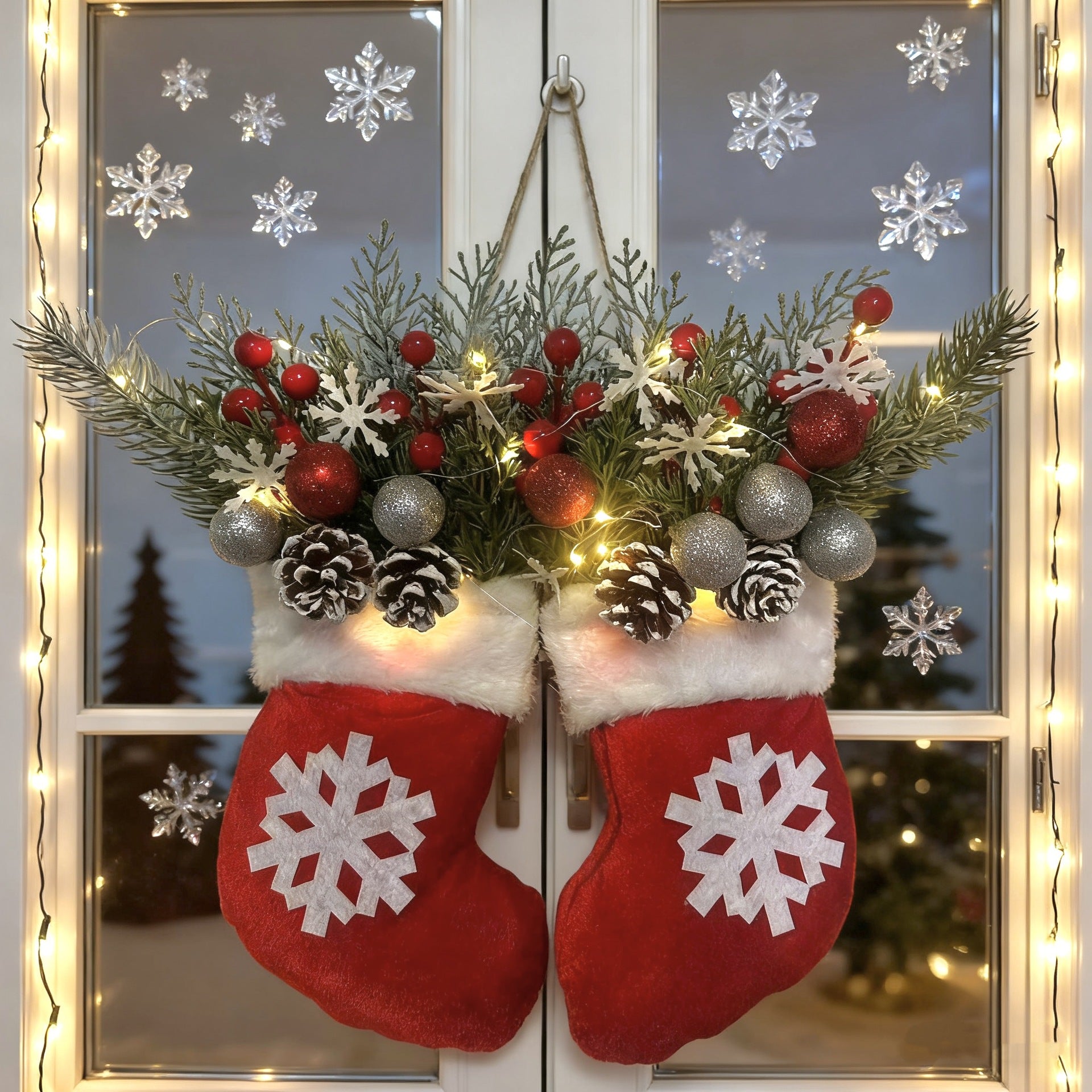 🥊Twinkling Christmas Mitten Wreath with LED Lights💐✨