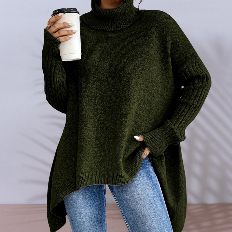 HIGH-NECK RELAXED KNITTED PULLOVER
