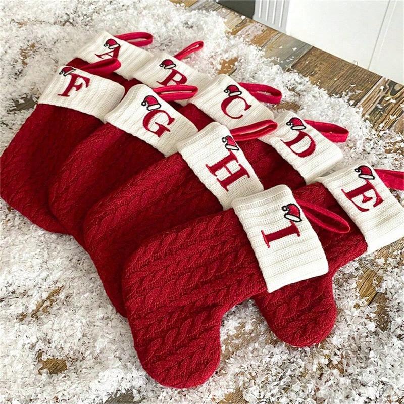 🧦Personalized letter knitted Christmas stocking fireplace ornament
