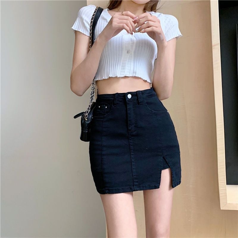 🔥Jupes-shorts pour femmes Mini-jupe en jean fendue sur le côté avec short en jean taille haute extensible - Achetez-en 2 et obtenez la livraison gratuite ! 