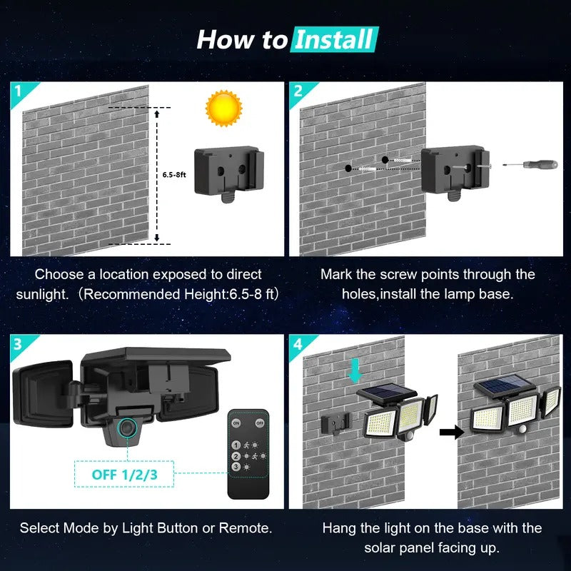 Solar Outdoor Lights 2500LM 210LED