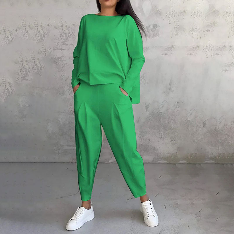 🎉HOT SALE💖Round-Neck Long-Sleeved Top ＆ Pants 2-Piece Set
