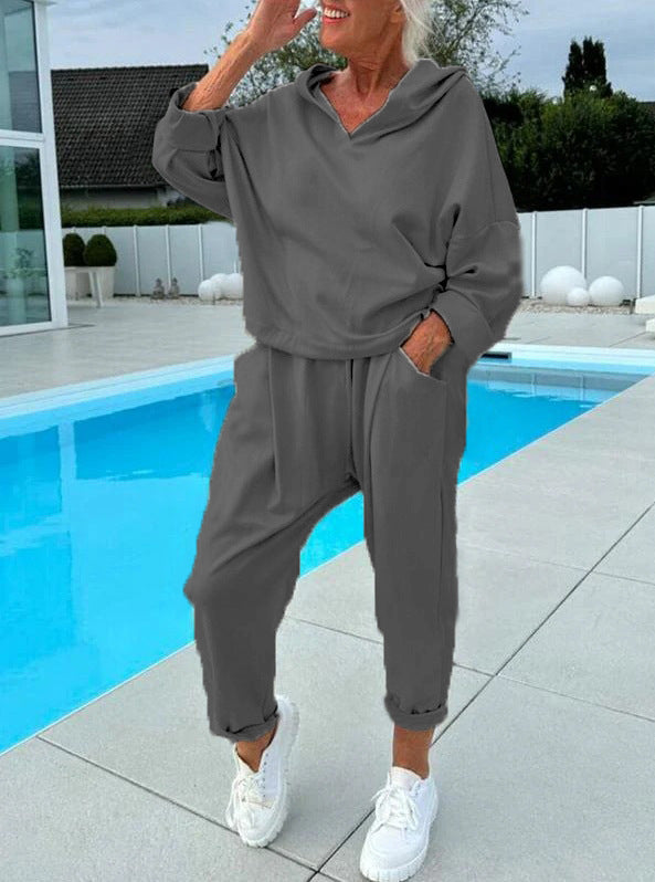 🎉Two-piece women's hoodie set in solid colors