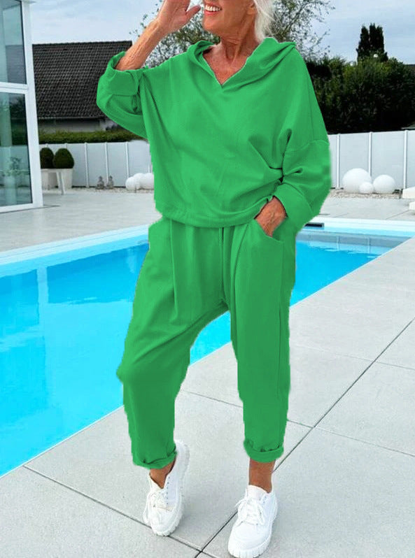 🎉Two-piece women's hoodie set in solid colors