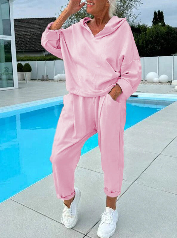 🎉Two-piece women's hoodie set in solid colors