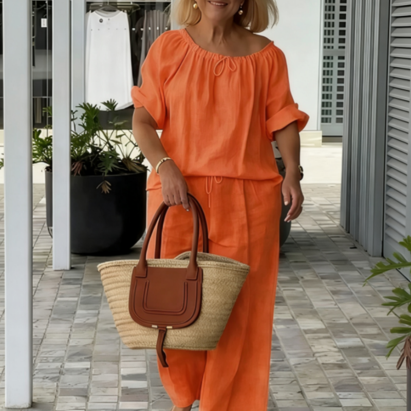 💃 Women's Drawstring Top & Pants 2-Piece Set – Relaxed Fit, Comfortable & Perfect for Lounging or Everyday Style 🌸