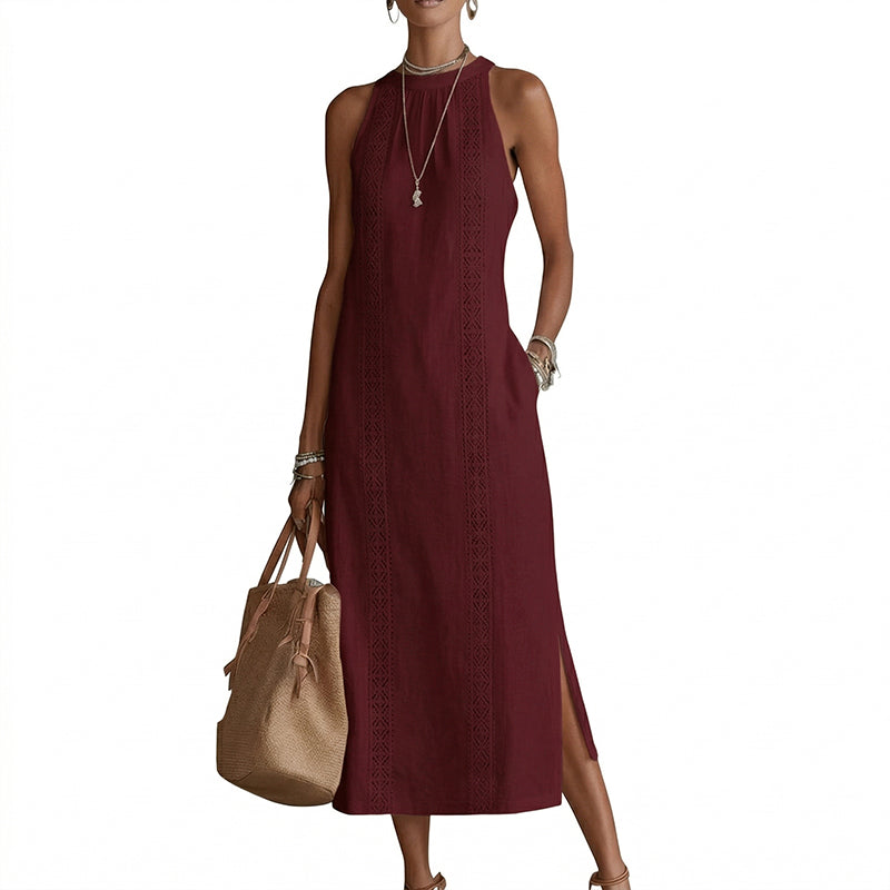 ✨2026 New Arrival 49%Off💖Women Halter Lace Panel Midi Dress——Buy 2, get free shipping!
