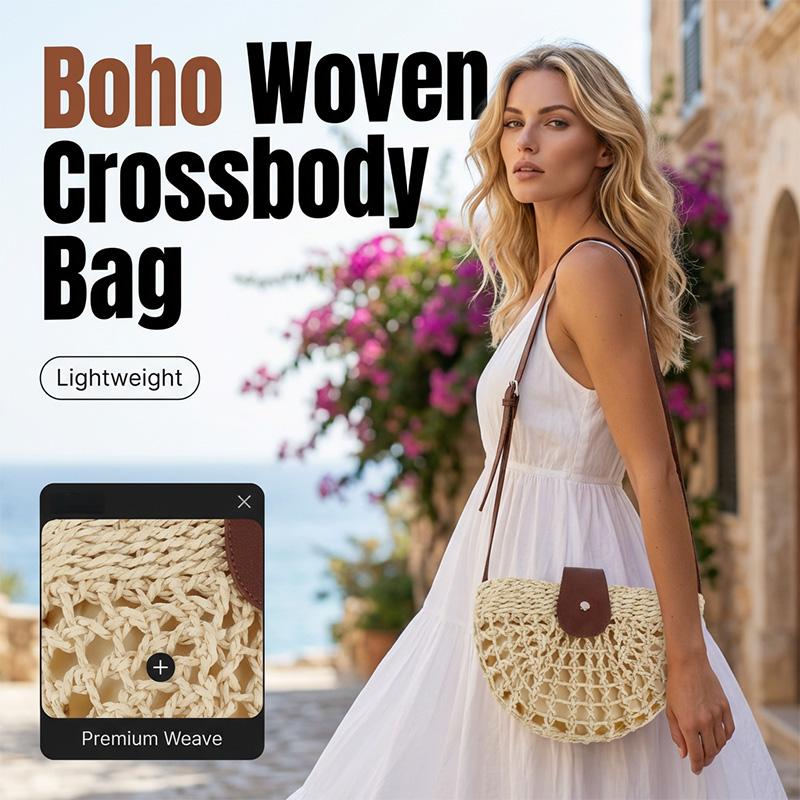 👜 LIMITED-TIME 49% OFF! ✨ Woven Crossbody Bag – Boho, Handwoven, Adjustable, Lightweight ✨