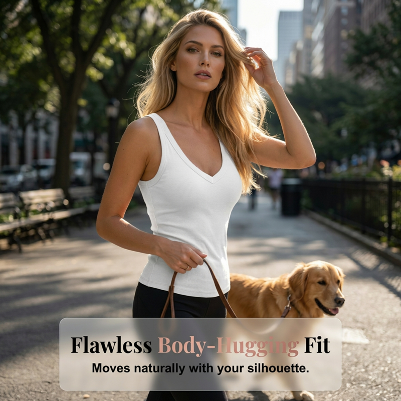 🎁2026 New Arrivals - Buy 1 Get 1 Free!💥Women's Ribbed V-Neck Tank Top